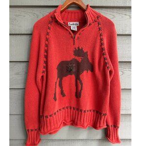 Timberlea Moose 1/2-Zip Sweater Red Brown—M